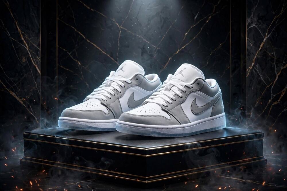 Size 8.5 - Womens Air Jordan 1 Low Wolf Grey DC0774-105 White Grey
